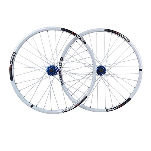 Mountain Bike Wheel : 26 Inch Mountain Bike Disc Brake Wheelset Bicycle Wheel Aluminum Alloy Quick Release 7 / 8 / 9 / 10 / 11 / 12 Speed Flywheel 32 Hole (Color : White)