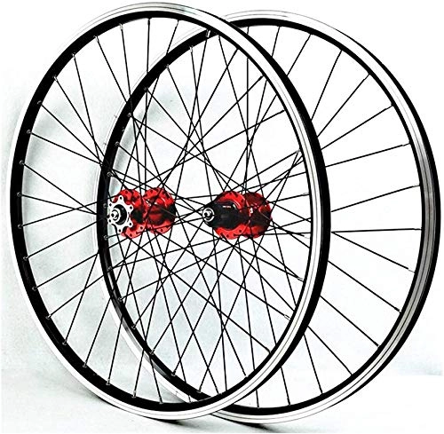 Mountain Bike Wheel : 26 inch Mountain Bike Wheels Double Wall Aluminum Alloy Disc / V-Brake Cycling Bicycle Wheels Front 2 Rear 4 Palin 32 Holes 7-11 Speed Freewheel (Color: A)