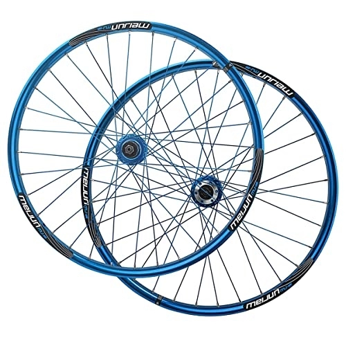 Mountain Bike Wheel : 26 Inch Mountain Bike Wheelset Aluminum Alloy Rim 32H Disc Brake MTB Wheelset Quick Release Front Rear Wheels For 7 8 9 10 Speed Cassette Flywheel (Color : Blue)