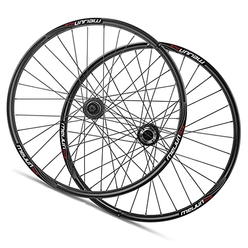 Mountain Bike Wheel : 26 Inch Mountain Bike Wheelset Bicycle Wheel Disc Brake Double Wall Aluminum Alloy Quick Release 7 / 8 / 9 / 10 Speed Flywheel 32 Hole (Color : Black)