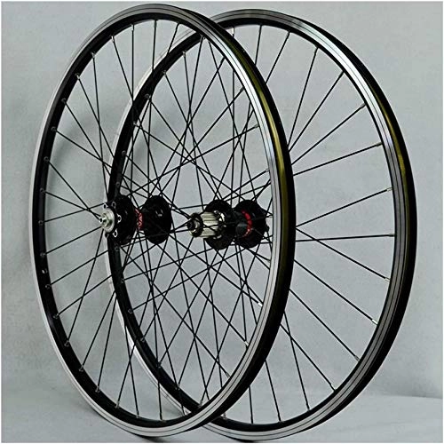 Mountain Bike Wheel : 26 Inch Mountain Bike Wheelset Double Wall Alloy Rim Disc / V-Brake Front 2 Rear 4 Palin Quick Release for 7 / 8 / 9 / 10 / 11 Speed Freewheel Set (Color: B)