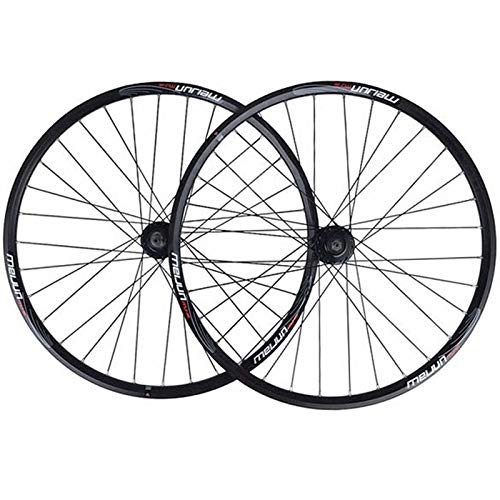 Mountain Bike Wheel : 26 Inch Mountain Bike Wheelset MTB Bicycle Wheel Disc Brake Quick Release Double Layer Aluminum Alloy Rim For 7 8 9 10 Speed (Color : Black)