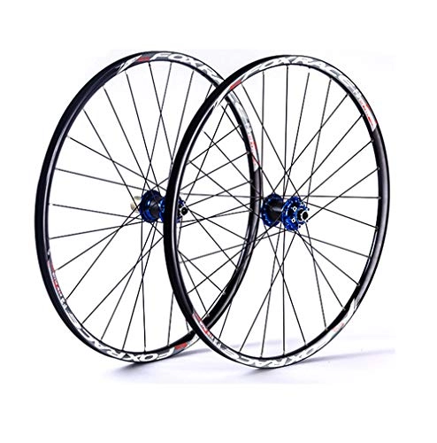 Mountain Bike Wheel : 26 inch Mountain Bike Wheelset, MTB Double Walled Carbon Fiber Blue Hub Rim Disc Brake Quick Release Mountain Bicycle wheels set, Bike Front and Rear Wheel for 7 / 8 / 9 / 10 / 11 Speed Freewheel Set, Black