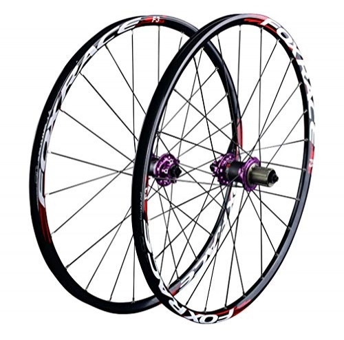 Mountain Bike Wheel : 26 inch Mountain Bike Wheelset, MTB Double Walled Carbon Fiber Purple Hub Rim Disc Brake Quick Release Mountain Bicycle wheels set, Bike Front and Rear Wheel for 7 / 8 / 9 / 10 / 11 Speed Freewheel Set, Black