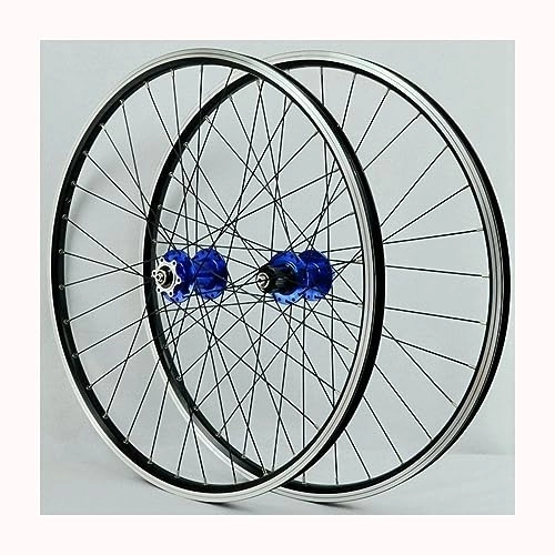 Mountain Bike Wheel : 26 Inch Mountain Bike Wheelset V-brake Disc Brake Dual-purpose Rims Sealed Bearing Hubs Support 8-12 Speed Cassette Quick Release Wheel Set (Color : Blue)
