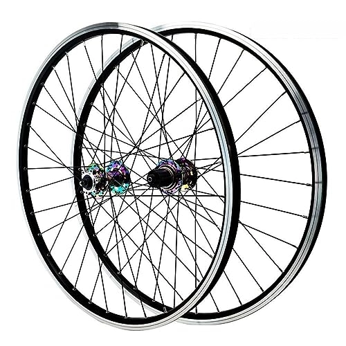 Mountain Bike Wheel : 26 Inch Mountain Bike Wheelset V-brake Disc Brake Dual-purpose Rims Sealed Bearing Hubs Support 8-12 Speed Cassette Quick Release Wheel Set (Color : E)