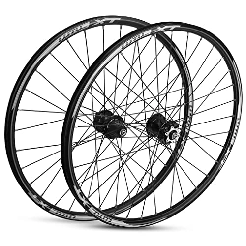Mountain Bike Wheel : 26 Inch MTB Bicycle Wheel Mountain Bike Wheelset Black 32 Holes Quick Release Aluminum Alloy Rim For 7 8 9 10 11 Speed Cassettes