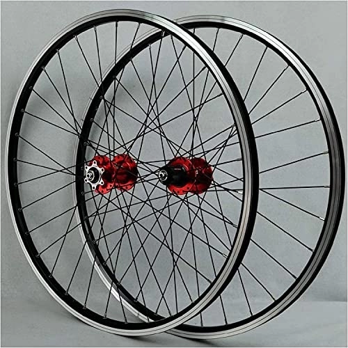 Mountain Bike Wheel : 26 Inch V-shaped Brake Mountain Bike Wheel Set, Jiuyu Peilin Hybrid / mountain Rims, Suitable For 7-12 Speeds Wheelsets (Color : Red)
