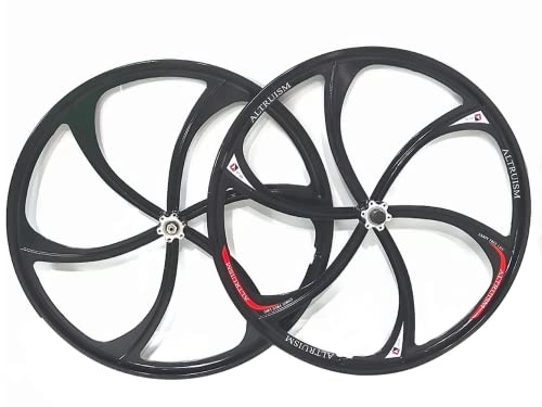Mountain Bike Wheel : 26 Inches Bike Wheels Alloy Mountain Bike Integrated Wheelset Front and Rear Replacement Bike Wheels Set with Quick Release Stable Bike Parts (Black)