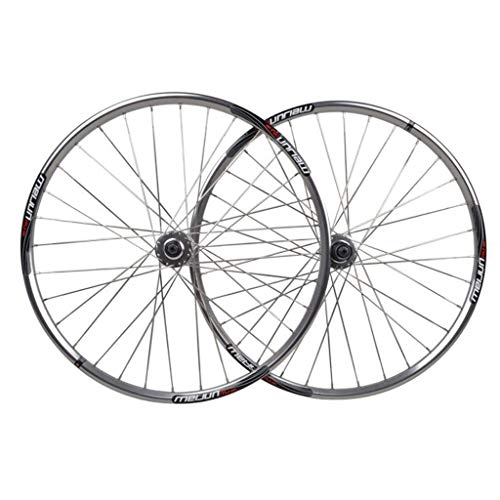 Mountain Bike Wheel : 26 Inches Mountain Wheel Set Bicycle Disc Brake Wheel Set Front Wheel Rear Wheel Polished Silver Flat Spokes