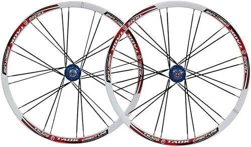 Mountain Bike Wheel : 26 "Mountain Bike Wheel Set Disc Brake Wheel Set 24H Bicycle Rim Quick Release Hub, Suitable For 7 / 18 / 9 / 10 Speed (Color : White Blue, Size : 26'')