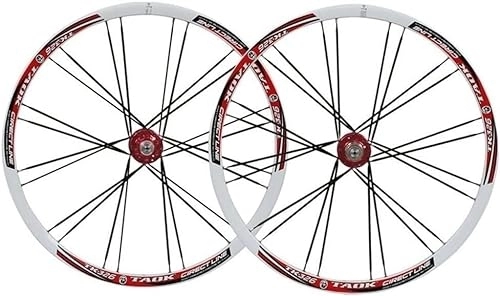 Mountain Bike Wheel : 26 "Mountain Bike Wheel Set Disc Brake Wheel Set 24H Bicycle Rim Quick Release Hub, Suitable For 7 / 18 / 9 / 10 Speed Wheelsets (Color : White Red, Size : 26'')