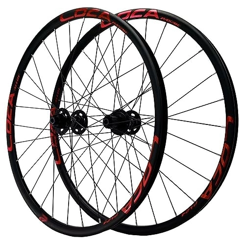 Mountain Bike Wheel : 26" Mountain Bike Wheelset Center-locking Disc Brakes Rims Sealed Bearing Hubs Support 8-12 Speed Cassette Thru Axle Wheel Set Front 12 * 100mm Rear 12 * 142mm (Color : Red)