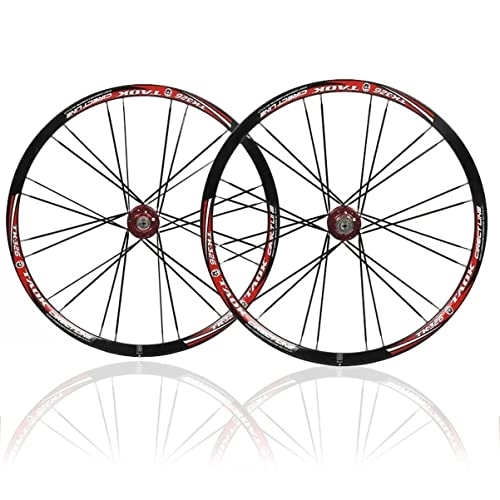 Mountain Bike Wheel : 26'' Mountain Bike Wheelset Disc Brake MTB Wheelset Quick Release 24H Straight Pull Rim Fit 7 / 8 / 9 / 10 Speed Cassette Front Rear Wheels (Color : Black Red, Size : 26in)