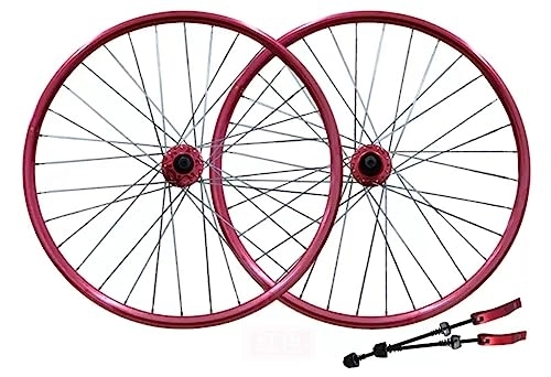 Mountain Bike Wheel : 26" mountain bike wheelset Double-layer aluminum alloy rim Front 2+ rear 2 Sealed bearing hubs Disc Brake for 7-8-9-10 speed Cassette quick release Wheel Set (Color : Red)