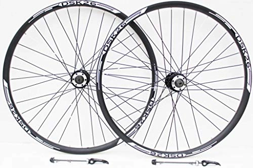Mountain Bike Wheel : 26" Wheel Mountain Bike BLACK / WHITE DISC BRAKE Wheels, 7, 8, 9, 10 SPEED CASSETTE TYPE, REDNECK XC double wall v section rims (26" FRONT + REAR)