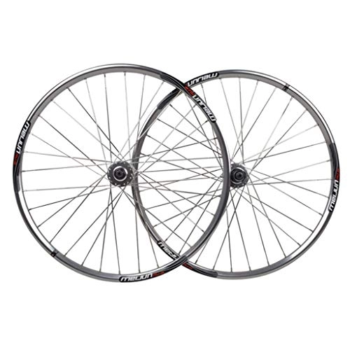 Mountain Bike Wheel : 26" Wheel Mountain Bike Disc Brake and V-brake Brake Wheels, 7, 8, 9 Speed Cassette Type, double wall section rims Quick Release (Color : Silver, Size : 26inch)