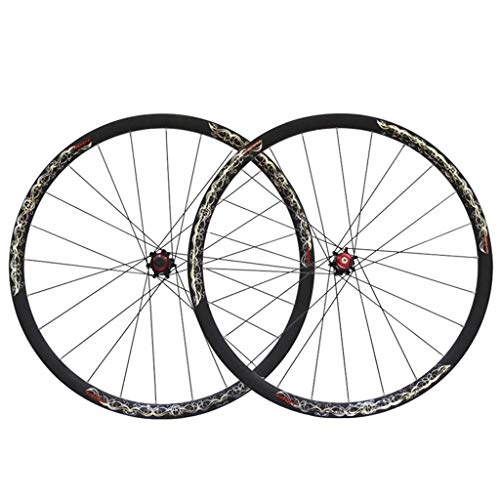 Mountain Bike Wheel : 26inch Mountain Bike Wheelset, Bicycle Aluminum Alloy Double Walled Rim Quick Release Disc Brake 8 / 9 / 10 / 11 Speed, Black-26inch