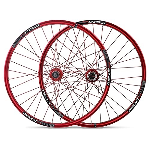 Mountain Bike Wheel : 26inch MTB Wheelset Mountain Bike Aluminum Alloy Wheel 26" Disc Brake Quick Release 32 Holes For 7 8 9 10 Speed (Color : Red)