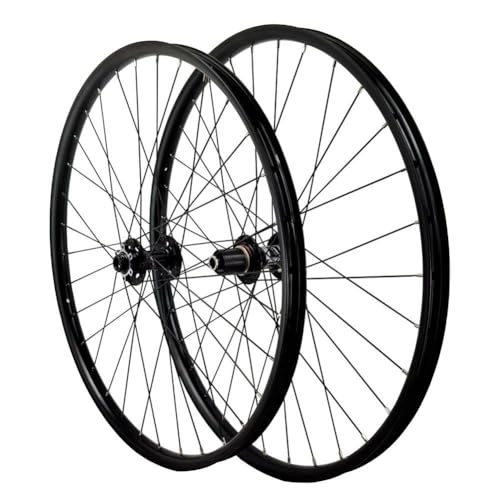 Mountain Bike Wheel : 27.5 / 29 Inch MTB Wheelset Disc Brake Thru Axle Mountain Bike Wheel Aluminum Alloy Double Wall Rim 8 / 9 / 10 / 11 / 12 Speed Cassette 32 Holes (Color : 29'' Black, Size : F15*100MM R12*148MM)