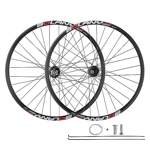 Mountain Bike Wheel : 27.5" 29" Mountain Bike Wheelset BOOST Thru Axle MTB Wheels Double Wall Alloy Rims 32 Holes Disc Brake Front Rear Hub 8-11 Speed Cassette (Color : Svart, Size : 29inches)