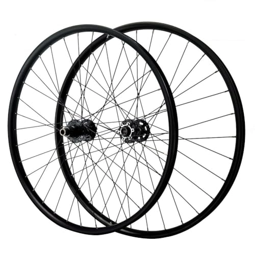 Mountain Bike Wheel : 27.5'' 29'' MTB Wheelset Thru Axle Disc Brake Mountain Bike Wheel Aluminum Alloy Double Wall Rim XD12 Speed 32 Holes Schra‎der Valve (Color : 29'' Black, Size : F15*100MM R12*142MM)