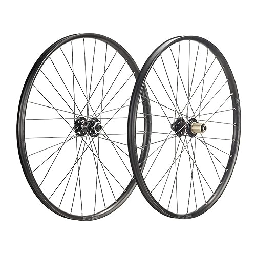 Mountain Bike Wheel : 27.5 29inch Mountain Bike Wheelset Disc Brake Thru Axle MTB Wheel Aluminum Alloy Double Wall Rim Reflective Cursor 7 / 8 / 9 / 10 / 11 / 12 Speed Cassette 32 Holes (Color : Svart, Size : 29'')