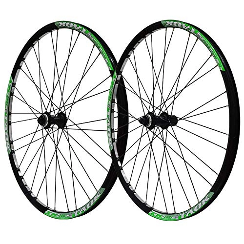 Mountain Bike Wheel : 27.5 Inch Bicycle Wheel Discbrake Quick Release Bike Wheelset Center Locking Hub High Strength Double Wall MTB Rim For 7, 8, 9 Speed (Green)
