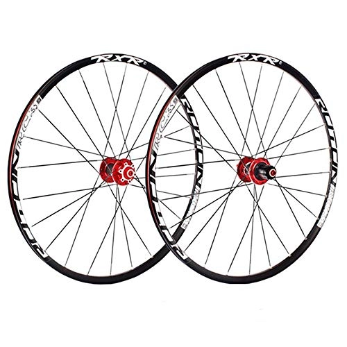 Mountain Bike Wheel : 27.5 inch Mountain Bike Wheelset, MTB Double Wall Carbon Fiber Hub, Disc Brake, Thru Axle, Mountain Bike Wheelset, 7 / 8 / 9 / Rear Bike Wheel 10 / 11 speed, red