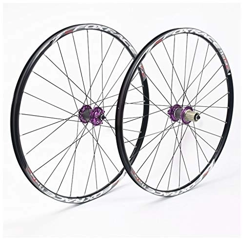 Mountain Bike Wheel : 27.5" MTB Wheel Mountain Bike Rims Disc Brake Quick Release Hub F3 (Color : Purple)