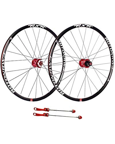 Mountain Bike Wheel : 27.5In Bicycle Wheelset Double-Walled Aluminum Alloy Bicycle Wheels Disc Brake Ultralight Carbon Fiber Mountain Bike Wheel Quick Release 24H 9 / 10 / 11 Speed, Red