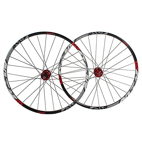 Mountain Bike Wheel : 29" Mountain Bike Wheelset, MTB Aluminum Alloy Rim Front 2 Rear 5 Bearings 28H QR / THR Disc Brake Compatible 7-11 Speed MTB Wheelset red