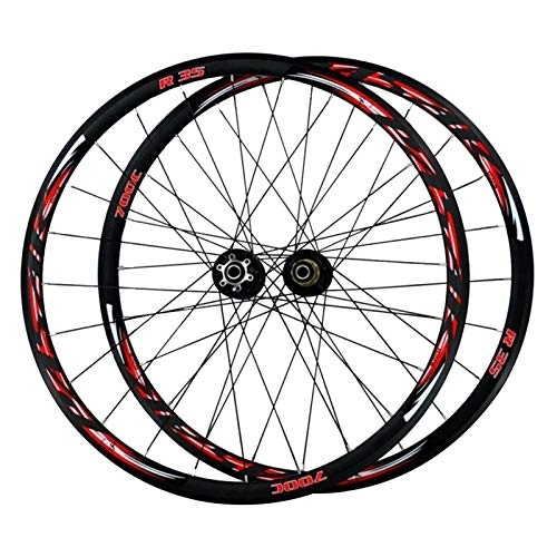 Mountain Bike Wheel : 29in Cycling Wheelsets, Off-road Disc Brake / V Brake Double Wall MTB Rim Bike Wheels 7 / 8 / 9 / 10 / 11 Speed Flywheel (Color : Black hub, Size : 700C)