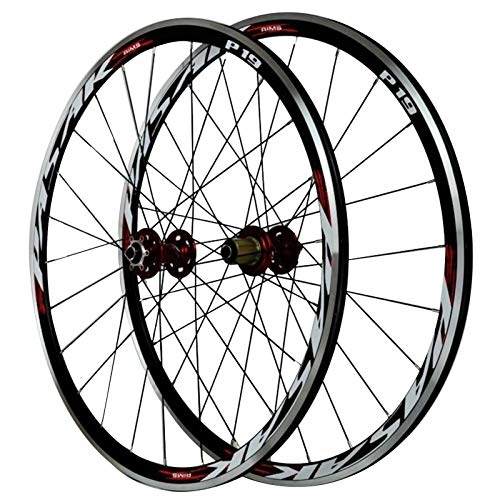 Mountain Bike Wheel : 700C Bicycle Wheelset, Double-layer Aluminum Alloy Rim Disc / V-Brake Quick Release 7 / 8 / 9 / 10 / 11 Speed Flywheel Mountain Bike (Color : Red)