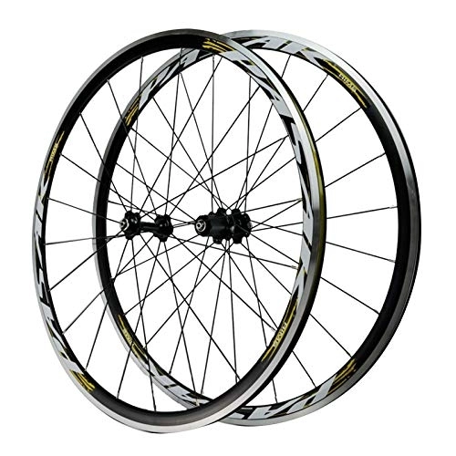 Mountain Bike Wheel : 700C Bike Wheelset, Road Wheel Aluminum Alloy For Bearing Bicycle Wheel 7 / 8 / 9 / 10 / 11 Speed C Brake V Brake Mountain Bike Outdoor (Color : Yellow)