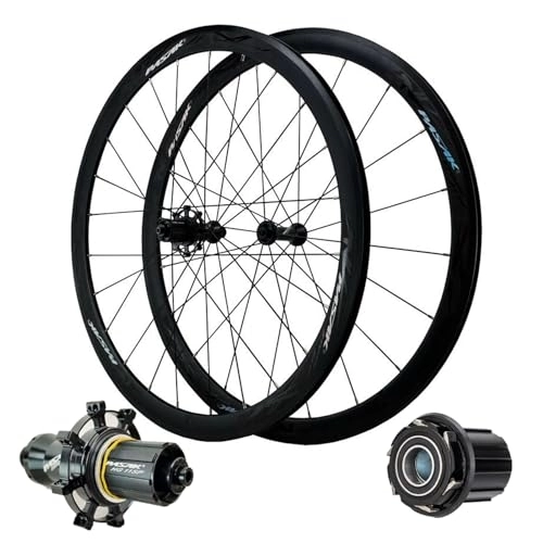 Mountain Bike Wheel : 700C Racing Road Bike V Brake Wheelset, Aluminum Alloy 30MM Mountain Rim Quick Release 24H Round Spokes Bicycle Front Rear Wheels for 7-11 Speed (Color : Black)