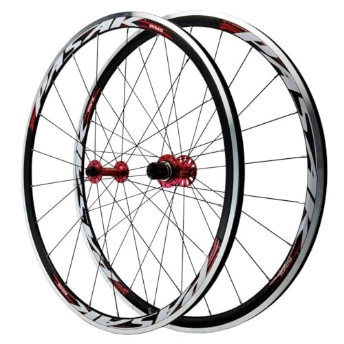 Mountain Bike Wheel : 700C Road Racing Bike Wheelset Aluminum Alloy 30mm Mountain Rim V Brake QR Red Bicycle Wheels for 7 8 9 10 11 Speed 1720 G