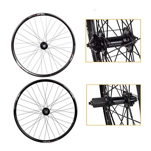 Mountain Bike Wheel : AIFCX 26 Inch Bicycle Wheelset, Mountain Double Wall MTB Rim Quick Release Disc Brake Hybrid / Bike 32 Hole Disc 7 8 9 10 Speed Brackets Hubs, Black-26inch