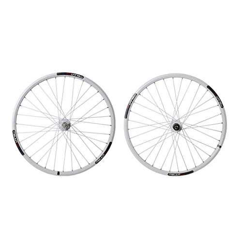 Mountain Bike Wheel : AIFCX 26 Inch Bicycle Wheelset, Mountain Double Wall MTB Rim Quick Release Disc Brake Hybrid / Bike 32 Hole Disc 7 8 9 10 Speed Brackets Hubs, White-26inch