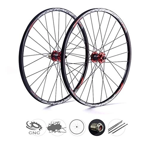 Mountain Bike Wheel : AIFCX 26 Inch Mountain Bike Wheelset, Double Wall Ultralight Carbon Fiber MTB Rim Disc Brake Hybrid 24 Hole Disc 7 8 9 10 Speed, Orange-26inch