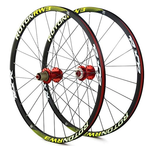Mountain Bike Wheel : AIFCX 26" Mountain Bike Wheelsset, Quick Release Disc Brake Only Wheels, 24 Holes Rim Compatible 7, 8, 9, 10 Speed Cassette (26" Front Rear) Wheels, Red-26inch