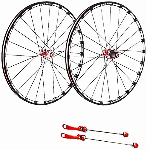 Mountain Bike Wheel : AIFCX Bike Wheel Set, Carbon Fiber Mountain Bike Wheel Set 5 Palin 26 / 27.5 / 29 Inch Quick Release Barrel Shaft 120 Ring, Red-29inch