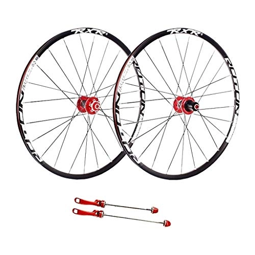 Mountain Bike Wheel : AIFCX Bike Wheelset, 26 / 27.5 Inch All-aluminum Hub Mountain Bike Disc Brake 8 / 9 / 10 / 11speed cassette Quick Release, Red-27.5inch
