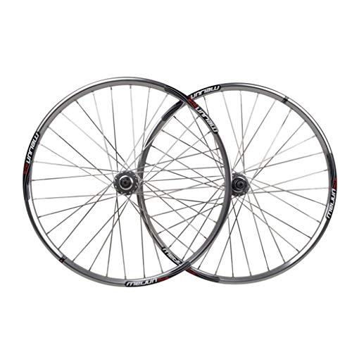 Mountain Bike Wheel : AIFCX Mountain Bike Wheelset, Silver Hubs And Decals Disc Brake Only Wheels, 7, 8, 9, 10 Speed Cassette Type, Double Wall Disc Only Rims (26" Front Rear), Silver-26inch