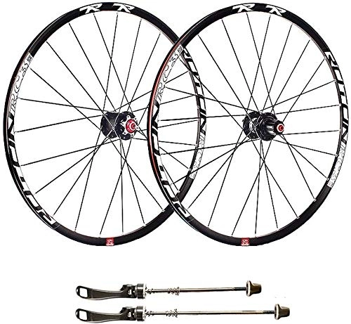 Mountain Bike Wheel : AIFCX MTB Bike wheelset 26 / 27.5inch Double Wall Cassette Hub Disc Brake 24 Holes Rim Compatible 8 / 9 / 10 / 11 speed cassette, Black Drum-26inch