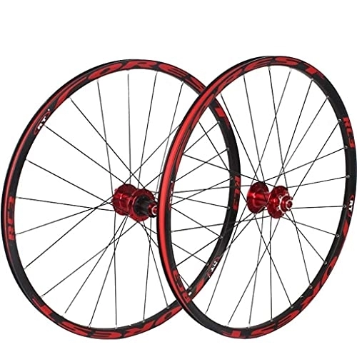 Mountain Bike Wheel : AINUO 26 / 27.5 Inch Mountain Bike Wheels, MTB Bike Wheel Set Disc Rim Brake 8 9 10 11 Speed Sealed Bearings Hub Hybrid Bike Touring (Color : Red, Size : 26inch)