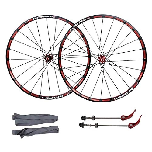 Mountain Bike Wheel : AINUO Bicycle front rear wheels for 26" 27.5" Mountain Bike, MTB Bike Wheel Set 7 bearing 24H Alloy drum Disc brake 7 8 9 10 11 Speed (Color : Red, Size : 26inch)