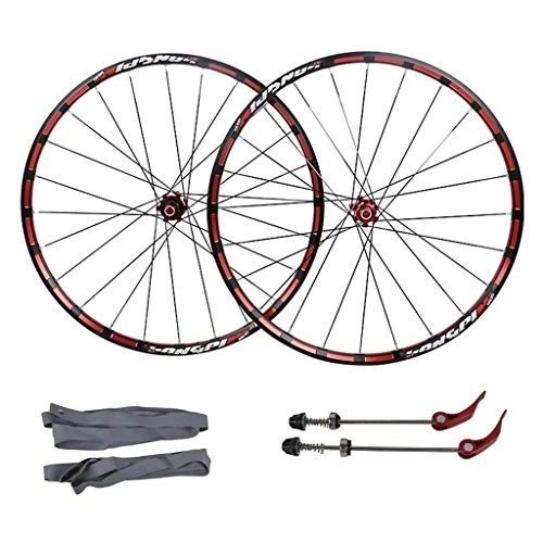 Mountain Bike Wheel : AINUO Bicycle front rear wheels for 26" 27.5" Mountain Bike, MTB Bike Wheel Set 7 bearing 24H Alloy drum Disc brake 7 8 9 10 11 Speed (Color : Red, Size : 27.5inch)