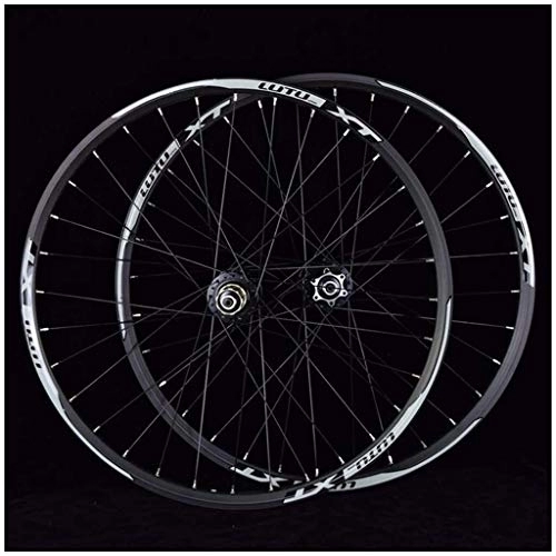 Mountain Bike Wheel : AINUO MTB Bicycle Wheelset 26 27.5 29 In Mountain Bike Wheel Double Layer Alloy Rim Sealed Bearing 7-11 Speed Cassette Hub Disc Brake 1100g QR 24H (Color : Black, Size : 26inch)