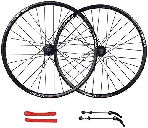 Mountain Bike Wheel : AINUO Wheel Mountain Bike 26" MTB Bicycle WheelSet Disc Brake Compatible 7 8 9 10 Speed Double Wall Alloy Rim 32H (Color : Black)